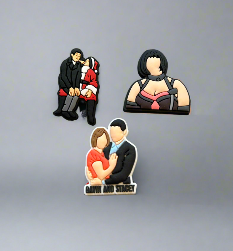 Gavin and Stacey Shoe Charm Bundle X3 Charm Pack - Snappiez Shoe Charms - Thousands Of Designs For Croc Shoes
