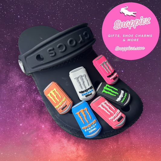 Neon Pink Monster Energy Shoe Charm - Snappiez Shoe Charms - Thousands Of Designs For Croc Shoes