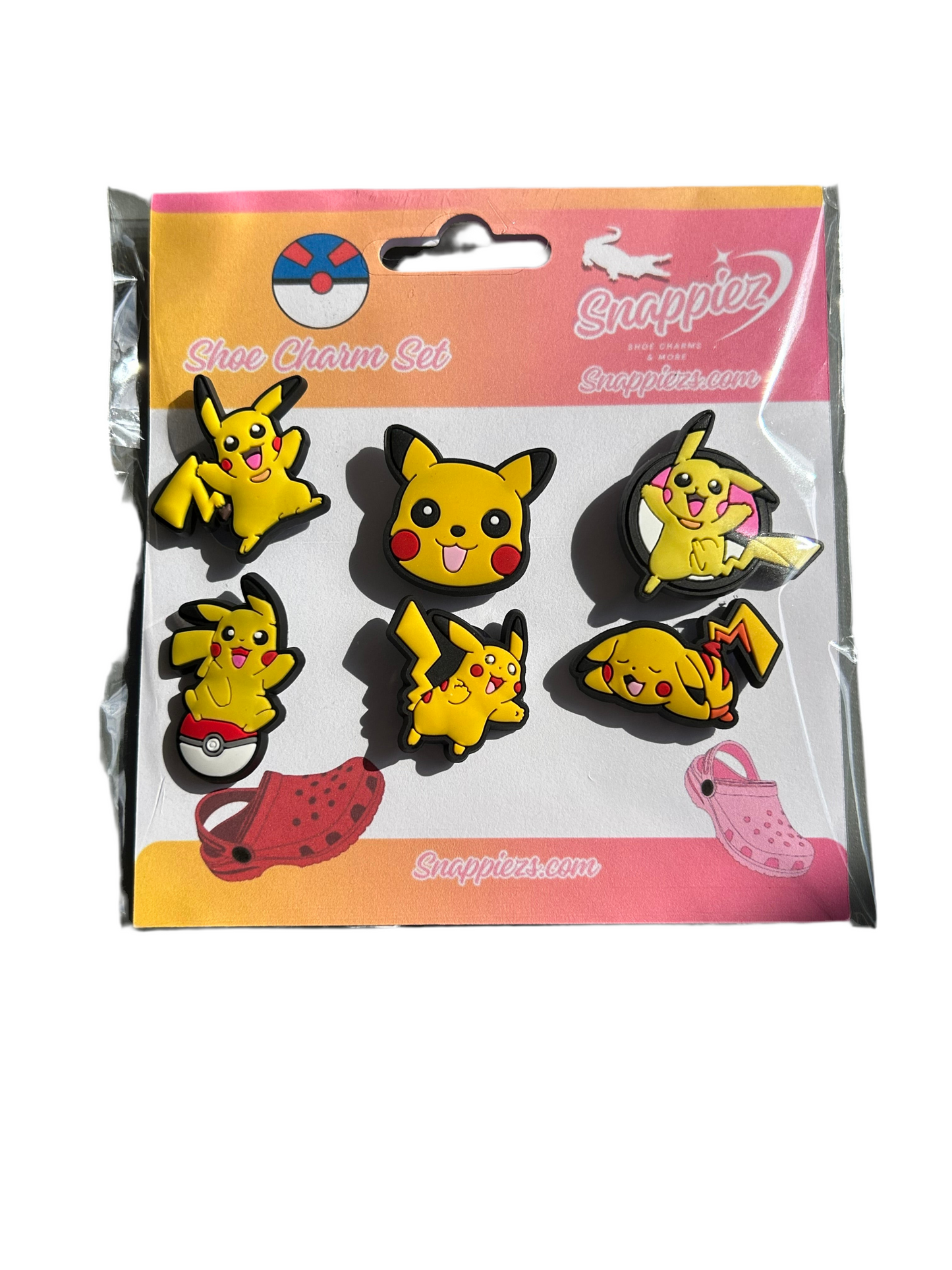Pikachu Shoe Gift Charm Set X6 Charm - Snappiez Shoe Charms - Thousands Of Designs For Croc Shoes