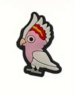 Pink and White Cockatoo Shoe Charm - Snappiez Shoe Charms - Thousands Of Designs For Croc Shoes