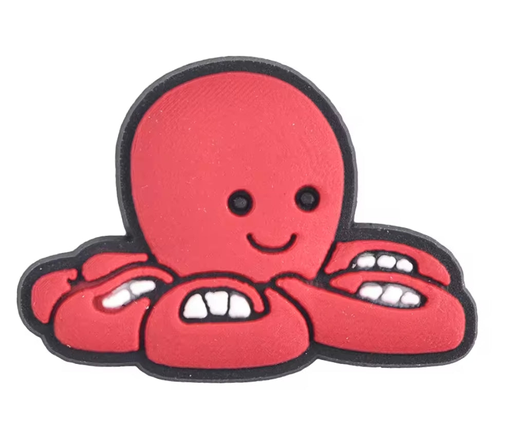 Amuseable Red Octopus Croc Charm