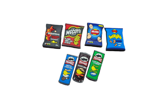 UK Crisp Brands Shoe Charm Bundle x7 Charms - Snappiez Shoe Charms - Thousands Of Designs For Croc Shoes