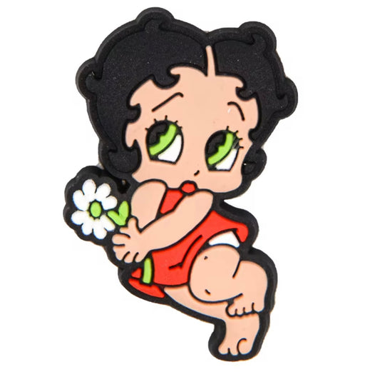 Betty Boop With Flower Shoe Charm - Snappiez Shoe Charms - Thousands Of Designs For Croc Shoes