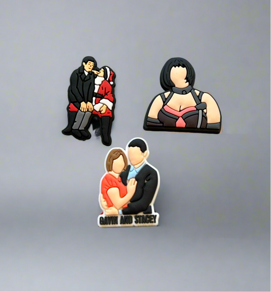 Gavin and Stacey Shoe Charm Bundle X3 Charm Pack - Snappiez Shoe Charms - Thousands Of Designs For Croc Shoes
