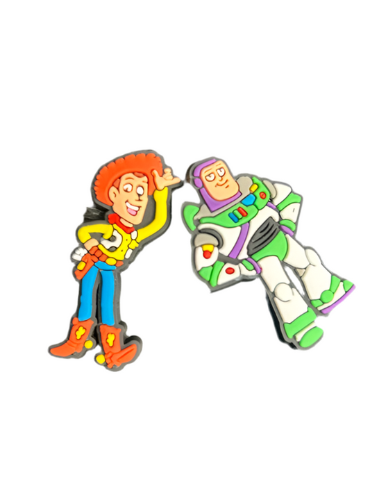 Toy Story Woody and Buzz Lightyear Shoe Charms X2 Pack - Snappiez Shoe Charms - Thousands Of Designs For Croc Shoes