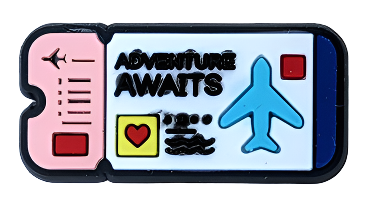 Adventure Awaits Plane Ticket Shoe Charm