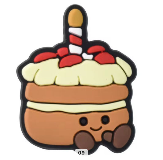Amusable Brown Birthday Cake Shoe Charm - Snappiez Shoe Charms - Thousands Of Designs For Croc Shoes
