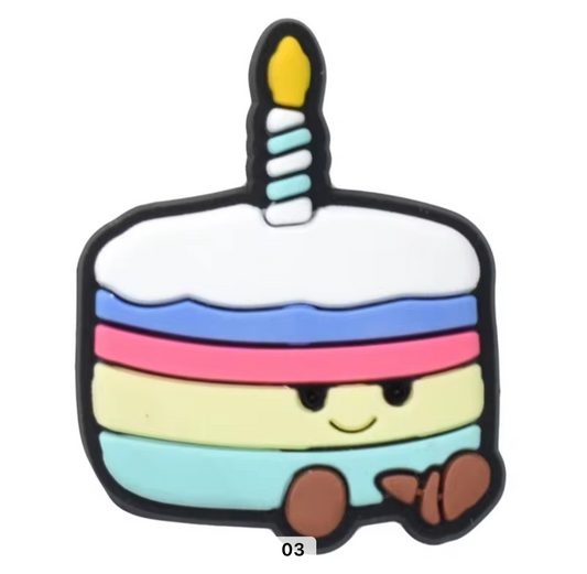 Amusable Multi Colored Birthday Cake Shoe Charm - Snappiez Shoe Charms - Thousands Of Designs For Croc Shoes