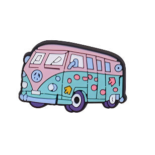 Green & Pink Campervan Shoe Charm